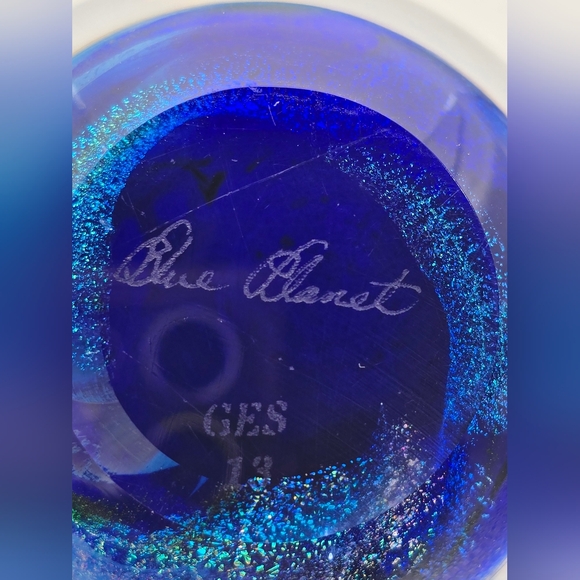 Glass Eye Studieo Blue Planet GES 13 Glass Paper Weight. - Picture 6 of 7